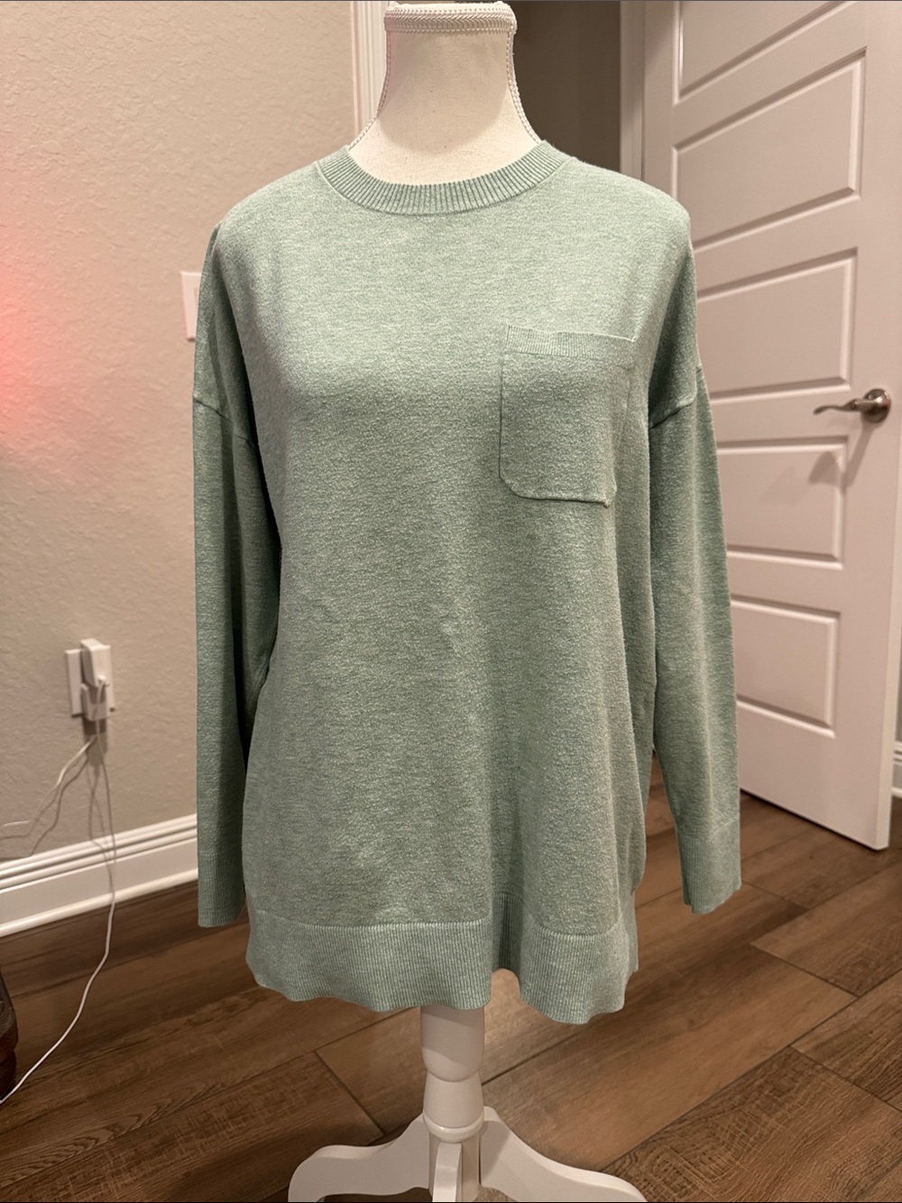 LOFT Mint Green Crewneck Sweater with Pocket